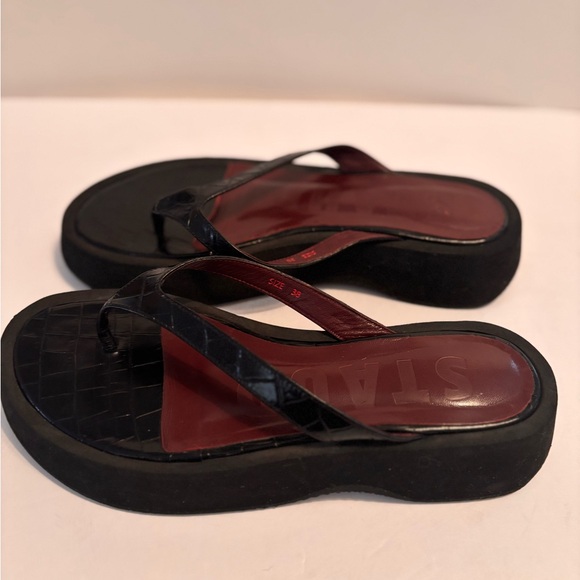 STAUD Shoes - STAUD Black and Dark Red Sandals